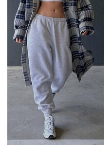 Madmext Mad Girls Gray Oversized Womens Tracksuits With Elastic Legs Mg324.