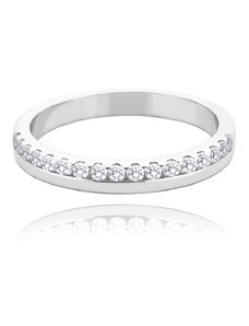 MINET+ Stříbrný snubní prsten s bílými zirkony vel. 60 JMAN0444SR60