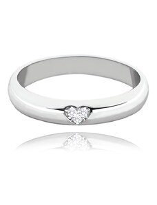 MINET+ Stříbrný snubní prsten se srdíčkem a bílými zirkony vel. 45 JMAN0446SR45