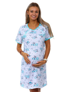 Naspani Šedé i azurové kojící a těhotenská košilka na knoflíky - Plyšový mazlíčci 1C3217
