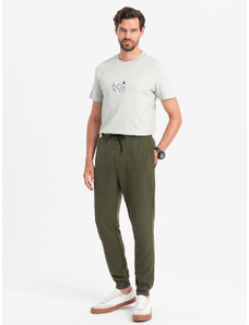 Ombre Men's ottoman fabric sweatpants - dark olive green