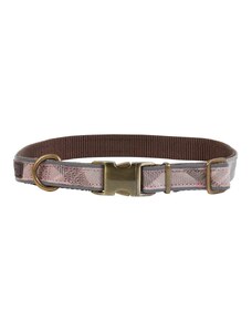 Barbour Reflective Tartan Dog Collar — Taupe/Pink Tartan