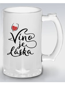 123triko.cz Víno je láska, V1 - Půllitr skleněný - 500 ml