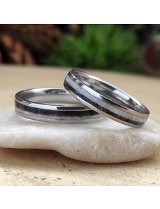Woodlife Snubní ocelové prsteny s kameny