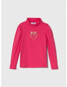 Dětské tričko s dlouhým rukávem Pinko Up růžová barva, s pologolfem
