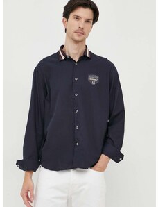 Košile Armani Exchange pánská, tmavomodrá barva, relaxed, s klasickým límcem