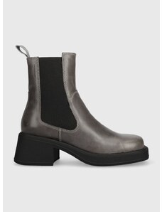Kožené kotníkové boty Vagabond Shoemakers DORAH dámské, šedá barva, na podpatku, 5642.001.17