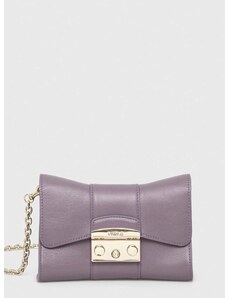 Kožená kabelka Furla Metropolis mini fialová barva