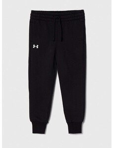 Dětské tepláky Under Armour UA Rival Fleece černá barva, hladké