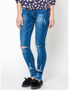 Trang Jeans Jeans decorated with cuts on the knees and numerous abrasions navy blue