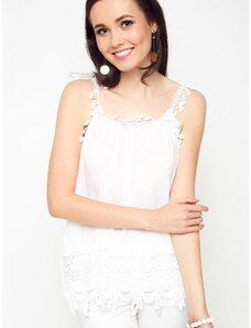 Yups Blouse with straps decorated with guipure white