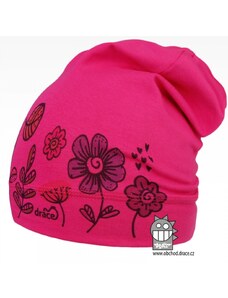 Bavlněná čepice Dráče - Polo 60, růžová, květy