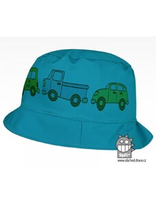 Bavlněný letní klobouk Dráče - Mallorca 07, tyrkysová, auta