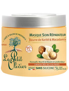 Obnovující maska na vlasy Le Petit Olivier Shea Butter & Macadamia – bambucké máslo a makadamový olej, 330 ml