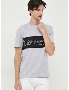 Bavlněné tričko Lacoste šedá barva, s potiskem