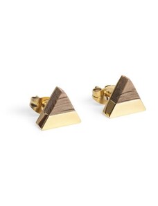 BeWooden Náušnice s dřevěným detailem White Wine Gold Earrings
