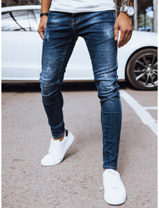 BASIC TMAVĚ MODRÉ ÚZKÉ DŽÍNOVÉ KALHOTY DSTREET Denim vzor