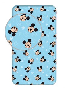 Jerry Fabrics Bavlněné napínací prostěradlo 90x200 + 25 cm - Mickey "Blue 02"