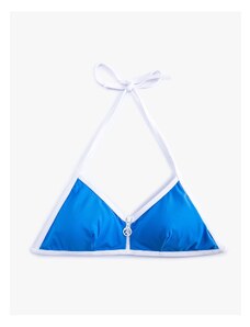 Koton Triangle Bikini Top with Zipper Pile Detail