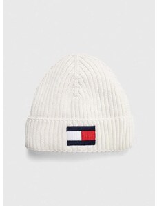 Dětska čepice Tommy Hilfiger bílá barva, z husté pleteniny