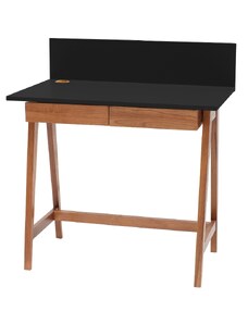 Černý lakovaný pracovní stůl RAGABA LUKA 85 x 50 cm s dubovou podnoží