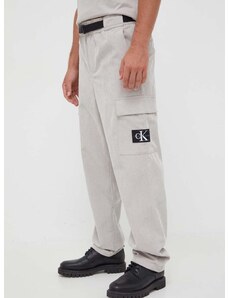 Kalhoty Calvin Klein Jeans pánské, šedá barva, ve střihu cargo