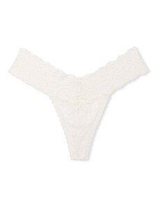 Victoria's Secret luxusní Coconut White celokrajková tanga Posey Lace Thong Panty