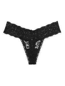 Victoria's Secret luxusní Black celokrajková tanga Posey Lace Lace-up Thong Panty