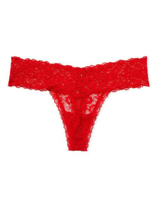 Victoria's Secret luxusní Lipstick Red celokrajková tanga Posey Lace Lace-up Thong Panty