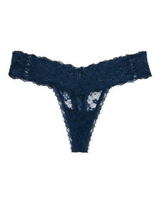 Victoria's Secret luxusní Noir Navy celokrajková tanga Posey Side Lace-Up Thong Panty
