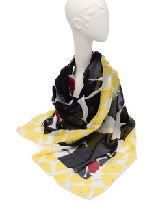 Černo-žlutý šátek s květy Boutique Moschino