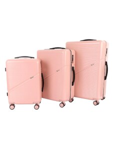 Sada 3 kufrů T-class 2219 růžová, M, L, XL, TSA zámek, 40 l, 60 l, 95 l, 195 l