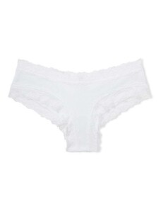 Victoria's Secret VS White Posey Lace Waist Cotton brazilské kalhotky