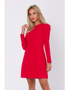 Elegantní šaty s ozdobnými knoflíky MOE M753 červené