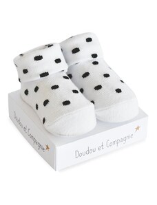 Doudou et Compagnie Paris Doudou Ponožky univerzální 0-6 měs. 1 pár bílá s puntíky