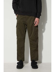 Kalhoty C.P. Company STRETCH SATEEN LOOSE CARGO PANTS pánské, zelená barva, ve střihu cargo, 15CMPA123A005529G