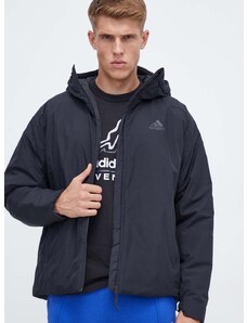 Bunda adidas pánská, černá barva, zimní