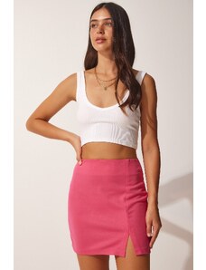 Happiness İstanbul Women's Pink Slit Mini Skirt