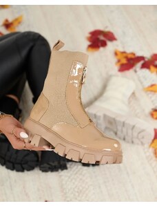 Bella Paris Royalfashion Dámské boty bagger na plochém podpatku v khaki barvě Suetevia - Khaki || Světle hnědá || Hnědá