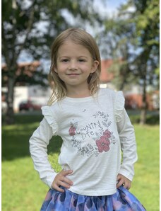 Dívčí tričko s dlouhým rukávem COUNTRY LIFE, LOSAN ecru