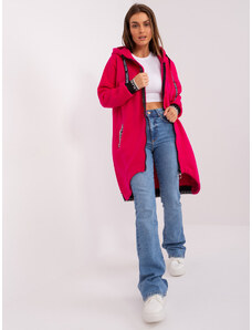 Fashionhunters Fuchsiová dlouhá mikina na zip s kapucí