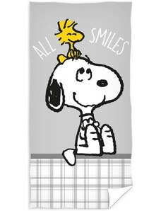 Carbotex Plážová osuška Snoopy a Woodstock - All smiles - 100% bavlna s gramáží 300g/m² - 70 x 140 cm