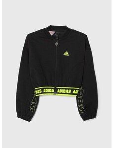 Dětská mikina adidas JG D CROP BMBER černá barva, s potiskem