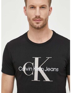 Bavlněné tričko Calvin Klein Jeans černá barva, s potiskem, J30J320806