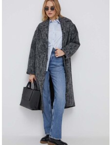 Kabát s příměsí vlny Calvin Klein šedá barva, přechodný, bez zapínání