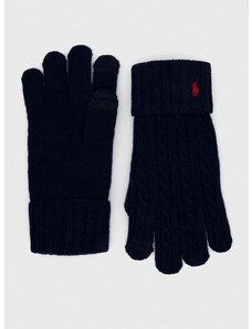 Vlněné rukavice Polo Ralph Lauren tmavomodrá barva