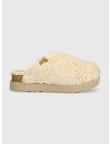 Vlněné pantofle UGG Fuzz Sugar Slide béžová barva, 1135132