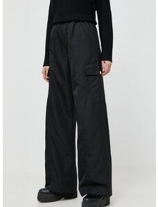 Kalhoty Pinko dámské, černá barva, široké, high waist