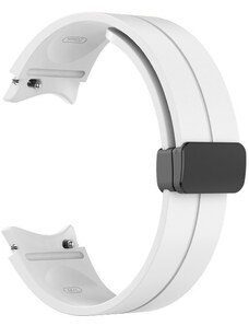 4wrist Silikonový řemínek s černou sponou pro Samsung Galaxy Watch 6/5/4 - White
