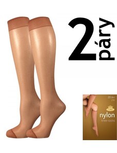 NYLON KNEE-SOCKS 2 páry 20 DEN punčochové podkolenky Lady B - KRABIČKA opál UNI